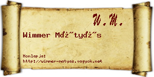 Wimmer Mátyás névjegykártya